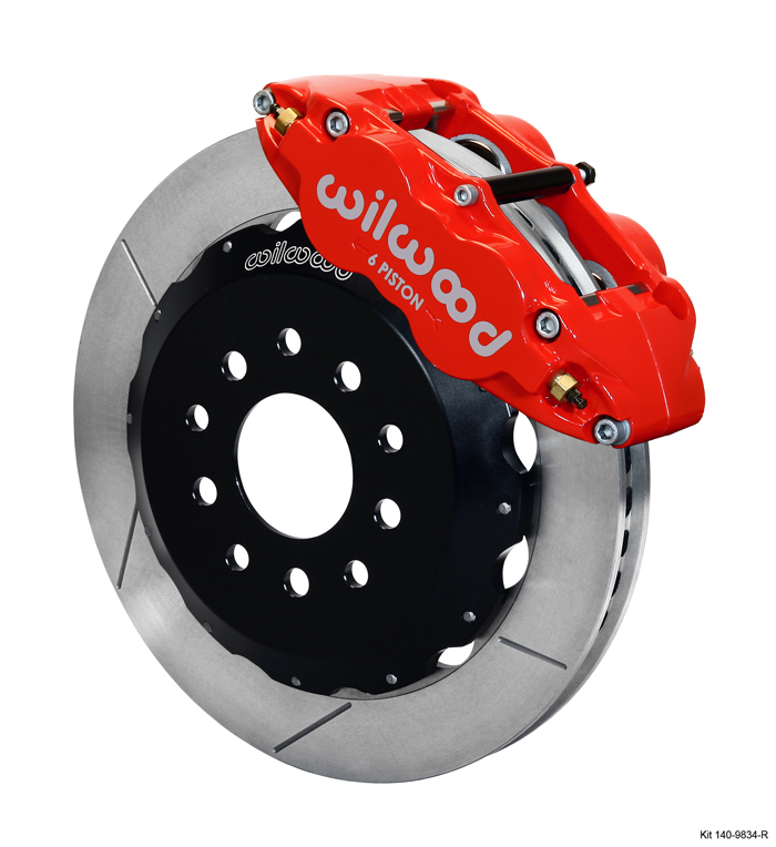 98-02 Fbody Wilwood 14.00" Superlite 6R Big Brake Front Brake Kit (Hat) w/Slotted Rotors & Red Calipers