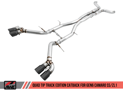 2016+ Camaro SS 6.2L V8 AWE Tuning Track Edition Catback Exhaust System w/Diamond Black Quad Tips (Non Resonated)