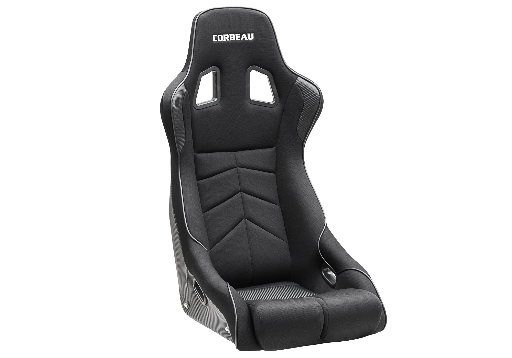 Corbeau DFX Seats - Black Cloth/Vinyl w/Black Piping