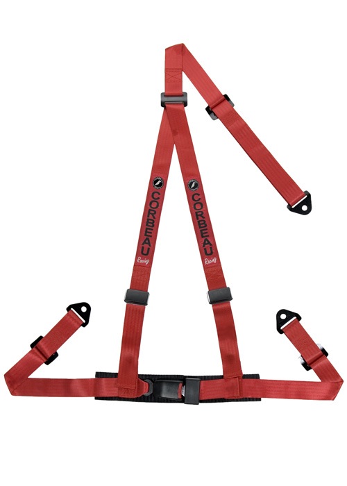 Corbeau 3-Point Bolt In 2" Harness Belts - Red