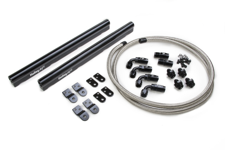 Holley LS Hi-Flow Fuel Rail Kit - Black Anodized