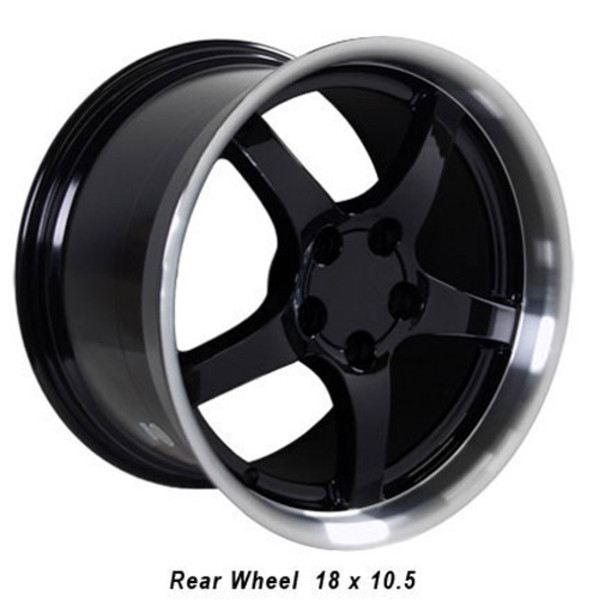 OE Wheels Corvette C5 Y2K Deepdish Replica Wheel - Black w/polished lip 18x9.5" (54mm Offset)