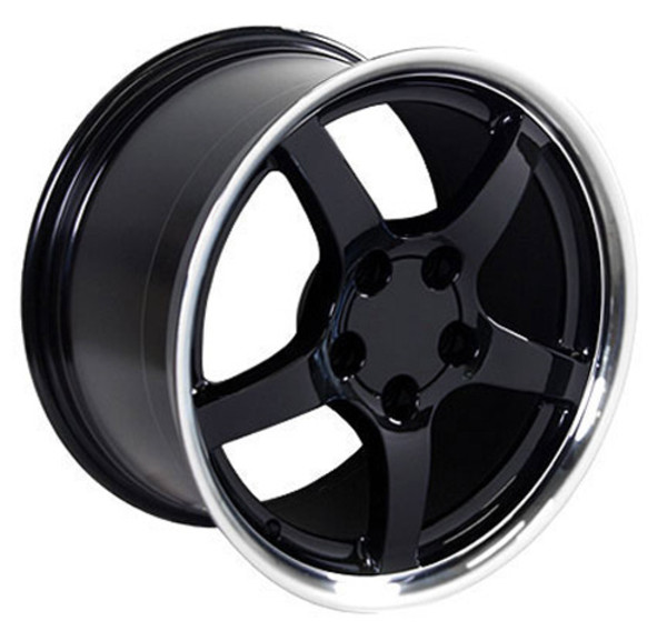 OE Wheels Corvette C5 Y2K Replica Wheels - Black w/polished lip 17x9.5" (54mm Offset) Set of 4