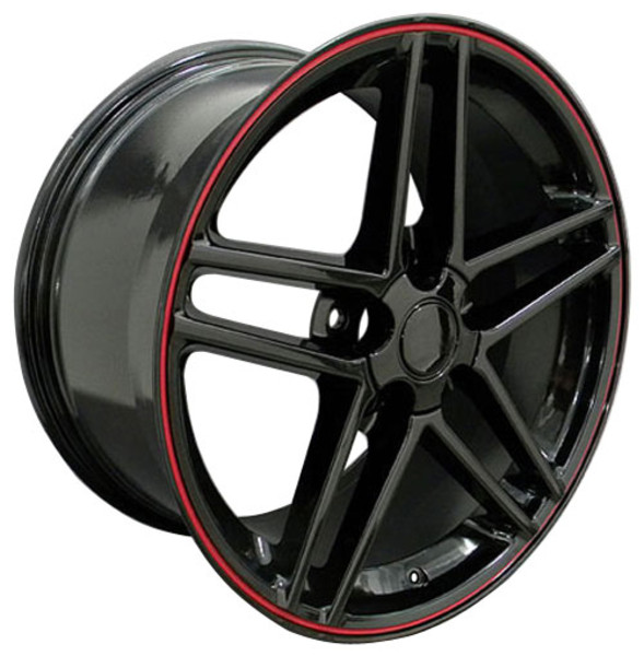 OE Wheels Corvette C6 Z06 Replica Wheel - Black w/Red Stripe 18x10.5" (56mm Offset)