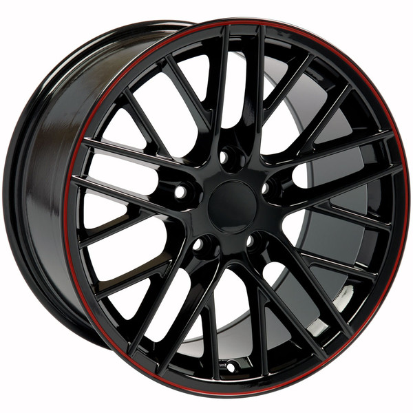 OE Wheels Corvette C6 ZR1 Replica Wheel - Black w/Red Band 17x9.5" & 18x10.5" (54mm/56mm Offset)